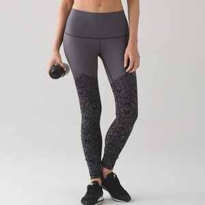 Lululemon Wunder Under Hi-Rise Ooh-la-lace Dark Carbon Black Dark Carbon Size 12